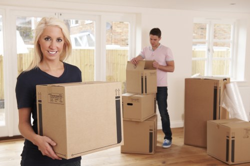 Commercial relocation team handling office furniture